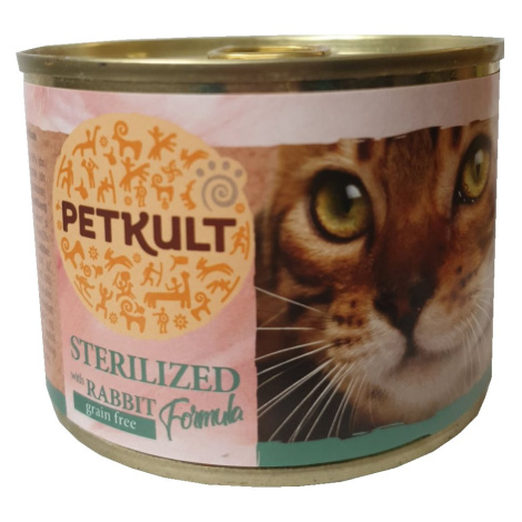 Petkult cat konzerva STERILISED králik - 185g (10 + 2 gratis)
