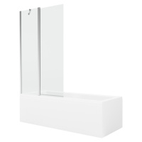 MEXEN/S - Cubik obdĺžniková vaňa 170 x 70 cm s panelom + vaňová zástena 100 cm, transparent, chr