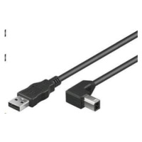 Kábel USB PREMIUMCORD 2.0 Konektor A-B 2m - ohnutý konektor B 90°