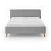 Svetlosivá čalúnená dvojlôžková posteľ s úložným priestorom s roštom 160x200 cm Riva – Meise Möb
