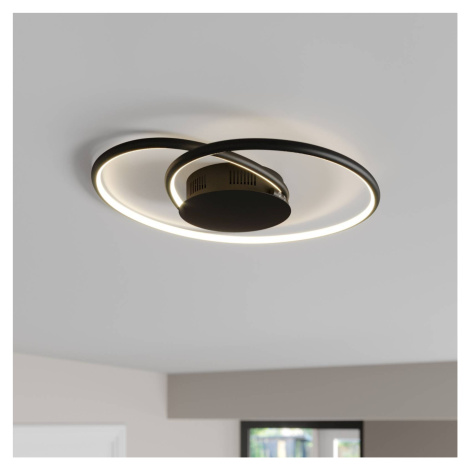 Lindby LED stropné svietidlo Joline, čierne, 45 cm, kov