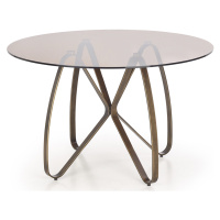 HALMAR Lungo okrúhly sklenený jedálenský stôl hnedá / zlatá