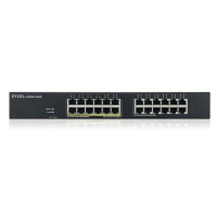 Zyxel GS1915-24EP, 24-port GbE, 12 port PoE, 130 Watt 802.3at, rackmount, fanless, Smart hybrid 