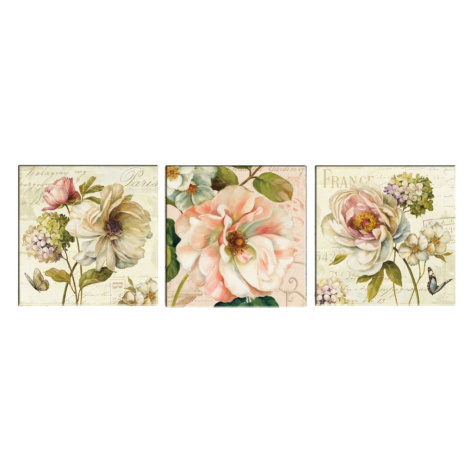 Sada 3 obrazov Tablo Center Vintage Flowers Vavien Artwork