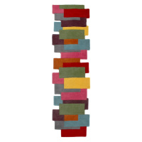 Farebný vlnený behúň Flair Rugs Abstract Collage, 60 x 230 cm