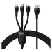 Kábel 3in1 USB cable Baseus Flash II Series, USB-C + micro USB + Lightning, 66W, 1.2m (Black)