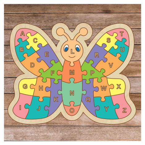 Detské drevené puzzle - Abeceda motýľ A-ZET 26 dielikov | SENTOP H009: 20 x 15 cm 4150-63807 H00