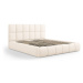 Béžová čalúnená dvojlôžková posteľ s úložným priestorom s roštom 140x200 cm Bellis – Micadoni Ho