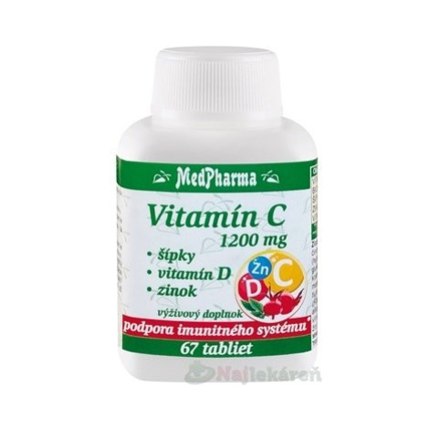 Medpharma Vitamín C 1200mg  - šípky, vit. D, zinok, 67 tabliet