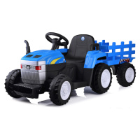 mamido Detský elektrický traktor s prívesom New Holland modrý