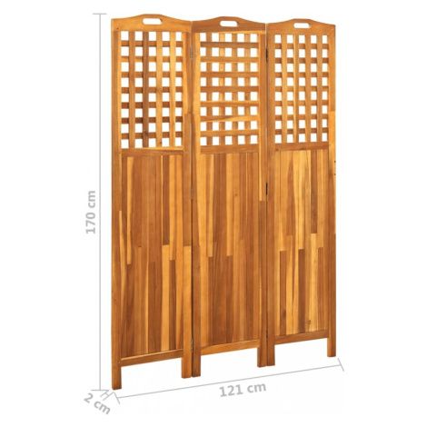 Paraván akáciové drevo Dekorhome 121x170 cm (3-dielny) vidaXL