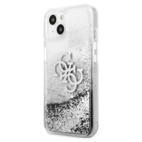 Plastové puzdro Guess na Apple iPhone 13 Mini GUHCP13SLG4GSI 4G Big Liquid Glitter strieborné