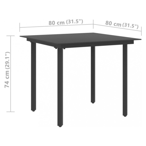 Záhradný jedálenský stôl čierna / sklo Dekorhome 80x80x74 cm,Záhradný jedálenský stôl čierna / s vidaXL