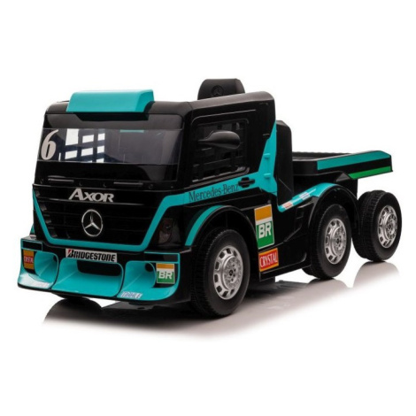mamido Detský elektrický kamión Mercedes Axor LCD MP4 s návesom tyrkysový