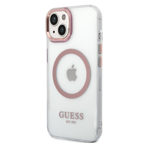 Plastové puzdro Guess na Apple iPhone 13 Pro GUHMP13LHTRMP Transparent MagSafe ružové