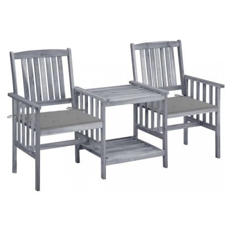 Zaradné stoličky so stolíkom akácia / látka Dekorhome Sivá,Zaradné stoličky so stolíkom akácia / vidaXL
