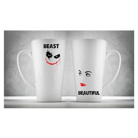 Hrnčeky pre páry Latte, Beautiful &amp; Beast, 2ks x 450ml