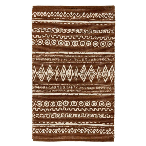 Hnedo-biely bavlnený koberec Webtappeti Ethnic, 55 x 180 cm