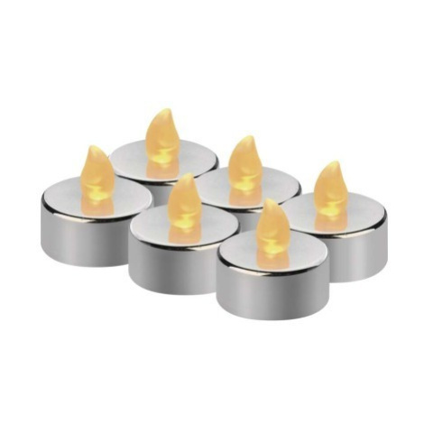 Čajové sviečky LED dekorácie Robi 6 ks strieborné EMOS