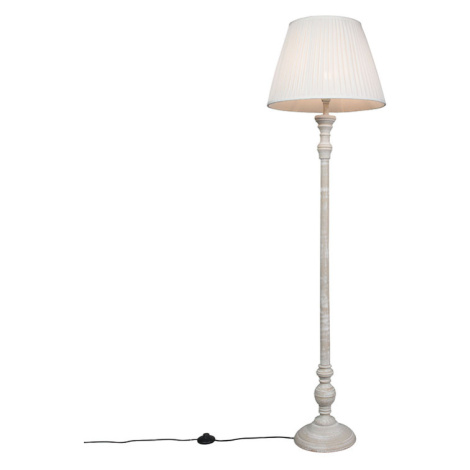 Vidiecka stojaca lampa sivej farby s bielym tienidlom - Classico QAZQA