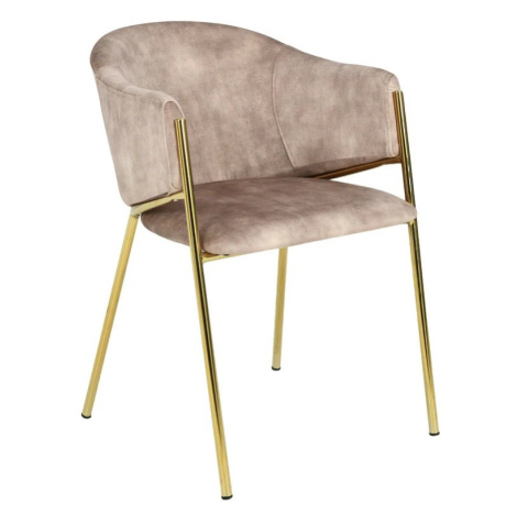 Estila Moderná art deco béžová jedálenská stolička Sionna s opierkami na ruky so zamatovým poťah