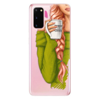 Odolné silikónové puzdro iSaprio - My Coffe and Redhead Girl - Samsung Galaxy S20