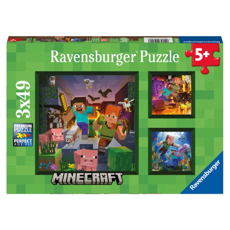 Ravensburger Detské puzzle (Minecraft Biomes, 3 x 49 dielikov)