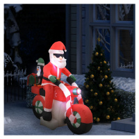 vidaXL Vianočný nafukovací Santa Claus na motorke s LED IP44 160 cm