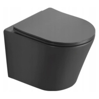 MEXEN - Rico Závesná WC misa vrátane sedátka s slow-slim, duroplast, tmavo šedá mat 30724071