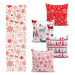 Súprava 4 vianočných obliečok na vankúš a behúň na stôl Minimalist Cushion Covers Red Snowflake