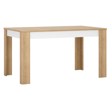 Jedálenský stôl LYOT03, rozkladací, dub riviera/biela s extra vysokým leskom, 140-180x85 cm, LEO Tempo Kondela