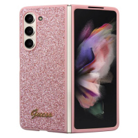 Guess PC/TPU Glitter Flakes Metal Logo Zadný Kryt pre Samsung Galaxy Z Fold 5 Pink