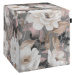 Dekoria Taburetka tvrdá, kocka, svetlé kvety na sivom podklade so svetlo ružovou a béžovou, 40 x