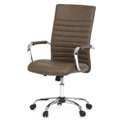 AUTRONIC KA-V307 BR Kancelářská židle, hnědá ekokůže, houpací mech, kolečka pro tvrdé podlahy, c