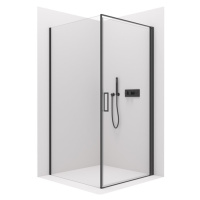 Cerano Porte, 1-krídlový sprchovací kút 90x90 cm, 8mm číre sklo, čierny profil, CER-CER-413579