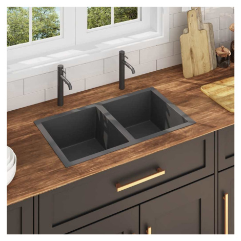 vidaXL Ručne vyrobený kuchynský drez, čierny, nehrdzavejúca oceľ