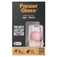 PanzerGlass - Tvrdené sklo UWF s aplikátorom pre Apple iPhone 15, čierna