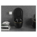 MEXEN - Lena Závesná WC misa vrátane sedátka s slow-slim, duroplast, čierna mat/zlatá linka 3022