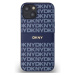 DKNY PU Leather Repeat Pattern Tonal Stripe Zadný Kryt pre iPhone 14 Blue