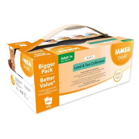 Kapsička IAMS Delights morské a suchozem.mäso v želé multipack (48x85g)  4080g