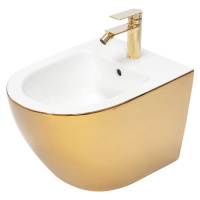 Rea Carlo Mini, závesný bidet 50x37 cm, biela - zlatá, REA-C2288