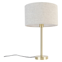 Klasická stolná lampa mosadz s tienidlom svetlošedá 35 cm - Simplo