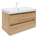 Kúpeľňová skrinka 2 zásuvky s umývadlom SAT B-Way 99x50x45 cm dub matný BWAY2100OAKU1BBI