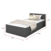 GL Jednolôžková posteľ s úložným priestorom Buster 120x200 - sivá
