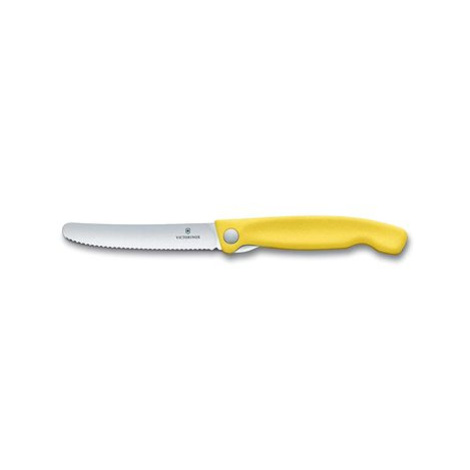 Victorinox skladací desiatový nôž Swiss Classic, žltý, vlnitá čepeľ 11 cm