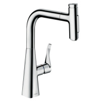 Hansgrohe Metris Select M71, kuchynská páková batéria s vyťahovacou sprškou, chrómová, HAN-73822