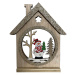 Z-TRADE Svietnik domček so snehuliakom drevo + sklo 95 × 110 mm 1 kus