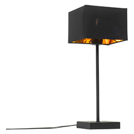 Moderná stolná lampa čierna látková tienidlo čierna so zlatou - VT 1 QAZQA