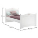 Rustikálna biela posteľ 100x200cm ballerina - biela