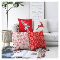 Súprava 4 vianočných žinylkových obliečok na vankúš Minimalist Cushion Covers Christmas Reindeer